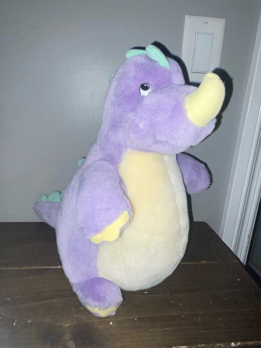 14" VINTAGE RUSS BERRIE CO SPIKE PURPLE DINOSAUR DINO STUFFED ANIMAL PLUSH TOY